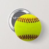 Badge Rond 5 Cm Équipe du softball jaune personnalisable (Devant & derrière)
