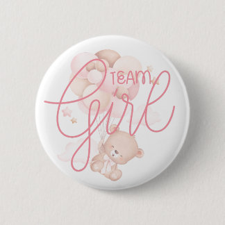 Badge Rond 5 Cm Équipe Fille Ours en Aquarelle Révélation du Sexe