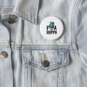Badge Rond 5 Cm Équipe Fiona l'amour Hippopotamuss d'hippopotame (En situation)
