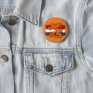 Badge Rond 5 Cm Équipe Hollande Lion Orange Drapeau Néerlandais