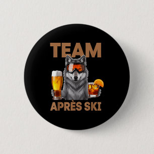 Badge Rond 5 Cm Équipe loup buvant cocktail de bière vacances d'hi