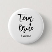 Badge Rond 5 Cm Équipe Mariée Bouton Mariage Noir Blanc (Devant)