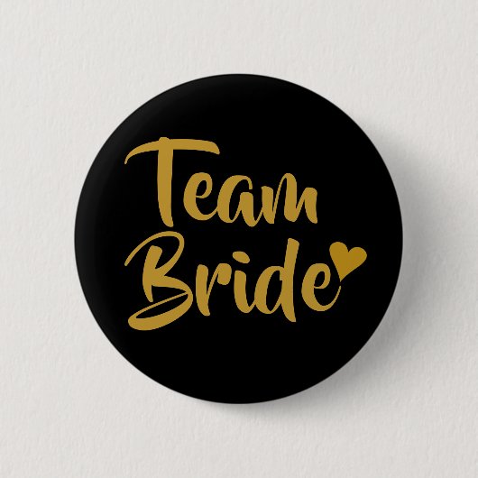Badge Rond 5 Cm Équipe Mariée Cœur Doré (Devant)