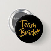 Badge Rond 5 Cm Équipe Mariée Cœur Doré (Devant & derrière)