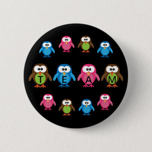 Badge Rond 5 Cm Équipe personnalisable de hiboux mignons de bande