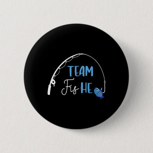 Badge Rond 5 Cm Équipe Poisson He Chemise Pêche Genre Reveal Party