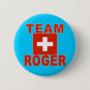 Badge Rond 5 Cm Équipe Roger avec le drapeau suisse