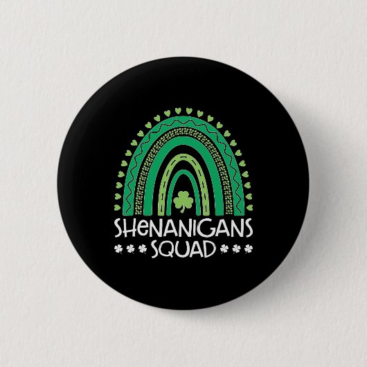 Badge Rond 5 Cm Équipe Shenanigans Fête de la Saint-Patrick Trèfle (Devant)
