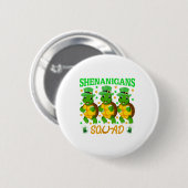 Badge Rond 5 Cm Équipe Shenanigans Saint-Patrick Tortue Mignonne (Devant & derrière)