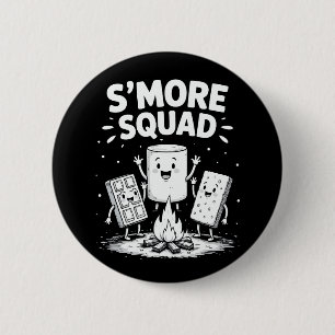 Badge Rond 5 Cm Équipe S'mores Camping Feu de camp Mignon Marshmal