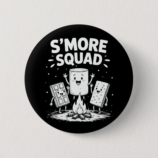 Badge Rond 5 Cm Équipe S'mores Camping Feu de camp Mignon Marshmal (Devant)