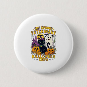 Badge Rond 5 Cm Équipe vétérinaire effrayante Halloween Chat noir