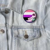 Badge Rond 5 Cm Équipement Genderfluide Fresh Night Crawler Pride  (En situation)