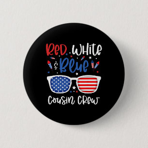Badge Rond 5 Cm Équipement Rouge Blanc Et Bleu 4 juillet Enfants N
