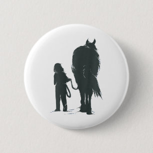 Badge Rond 5 Cm Équitation équitation Equestre Cheval Girl