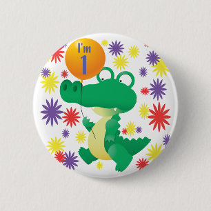 Badge Rond 5 Cm ęr Alligator d'anniversaire