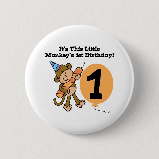 Badge Rond 5 Cm Ęr anniversaire de petit singe (Devant)