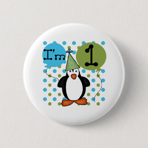 Badge Rond 5 Cm ęr Anniversaire de pingouin