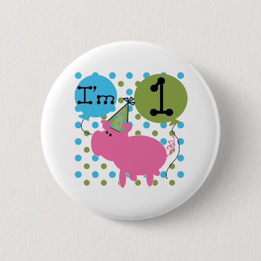 Badge Rond 5 Cm Ęr anniversaire de porc (Devant)