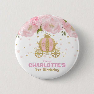 Badge Rond 5 Cm Ęr chariot d'or de rose de fête d'anniversaire d