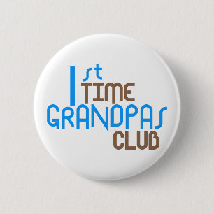 Badge Rond 5 Cm ęr Club de grand-papas de temps (bleu)
