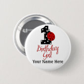 Badge Rond 5 Cm ęr Fille d'anniversaire - Madame Bug - 1 - (Devant & derrière)