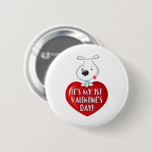 Badge Rond 5 Cm Ęr jour de Valentines de chiot (Devant & derrière)