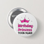 Badge Rond 5 Cm ęr Princesse d'anniversaire !  avec la couronne (Devant & derrière)