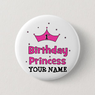 Badge Rond 5 Cm ęr Princesse d'anniversaire !  avec la couronne