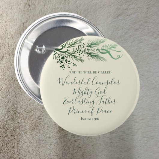 Badge Rond 5 Cm Ésaïe 9:6 Écriture biblique Élégant Pin Noël