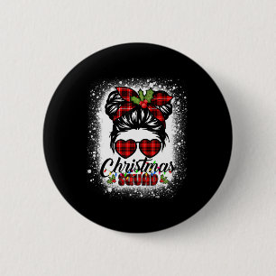 Badge Rond 5 Cm Escadron de Noël Messy Bun Buffalo Plaid Leopard W