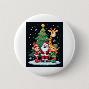 Badge Rond 5 Cm Escadron de Noël Père Noël Giraffe Elf Dabbing Cor
