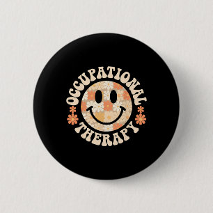 Badge Rond 5 Cm Escadron de thérapie ergothérapeute florale Retro