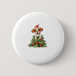 Badge Rond 5 Cm Escalade drôle de chien sur le costume d'arbre de