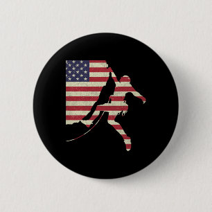 Badge Rond 5 Cm Escalade patriotique du drapeau américain du 4 jui