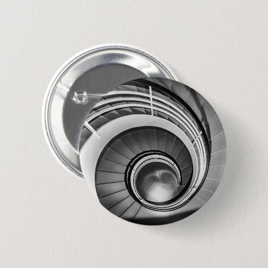Badge Rond 5 Cm Escalier circulaire BW (Devant & derrière)