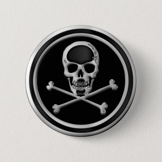 BADGE ROND 5 CM ESCALIER DE CHROME ET CROSSBONNES (Devant)