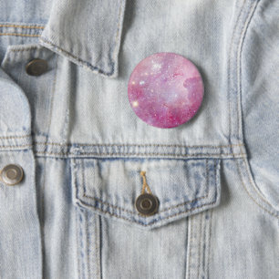 Badge Rond 5 Cm Espace étoilé Légèrement Rose Galaxie Étoiles Aqua