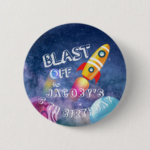 Badge Rond 5 Cm Espace mignon Anniversaire Personnalisé