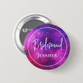 Badge Rond 5 Cm Espace rose et violet & Étoiles Faux Galaxy Brides (Devant & derrière)