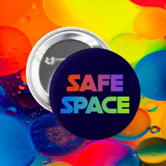Badge Rond 5 Cm ESPACE SÉCURITAIRE - Bouton Gras Rainbow Statement