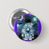 Badge Rond 5 Cm Espacé U.F.O. Astronaut Pinback (Devant & derrière)