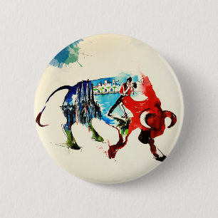 Badge Rond 5 Cm Espagne Bull Vintage voyage Love Aquarelle