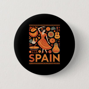 Badge Rond 5 Cm Espagne drôle culture espagnole flamenco guitare p