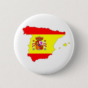 Badge Rond 5 Cm Espagnol de forme de carte de drapeau de pays de