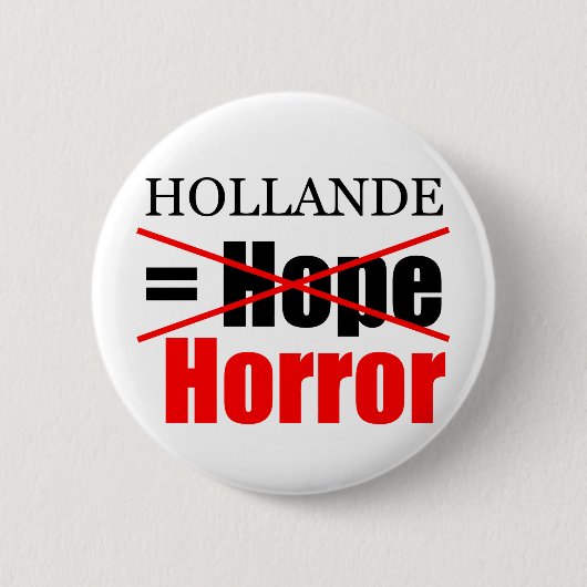 Badge Rond 5 Cm Espoir de Hollande pas = horreur - bouton de R (Devant)