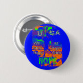 Badge Rond 5 Cm Espoir psychédélique des Etats-Unis : Art Blue Uni (Devant & derrière)