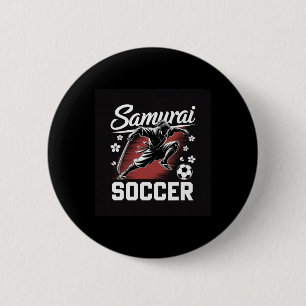 Badge Rond 5 Cm Esprit de Guerrier Samouraï de Football Katana Bla
