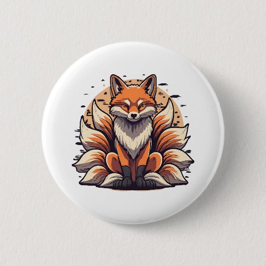 Badge Rond 5 Cm Esprit de renard à 9 queues (Devant)