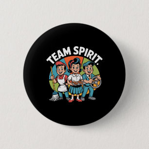 Badge Rond 5 Cm Esprit d'équipe Retour à l'école Rétro Travail pos